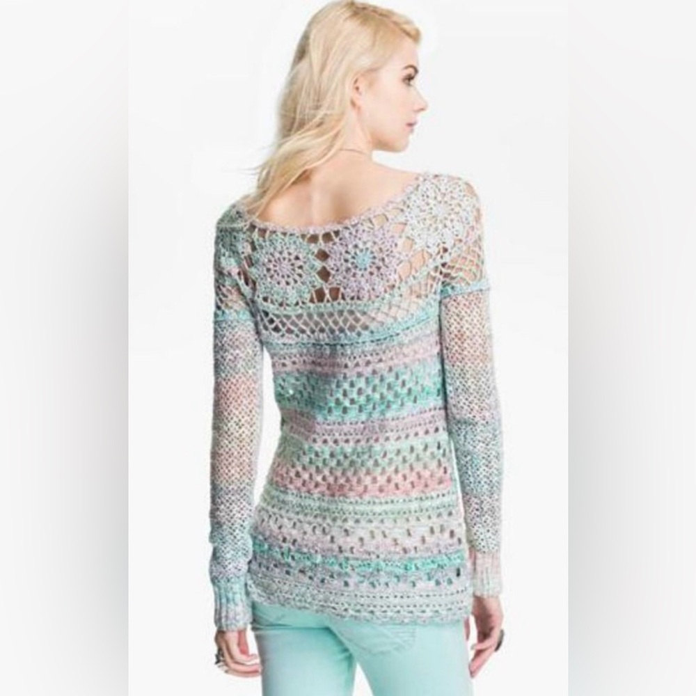 Free People Open Knit Pastel Sweater